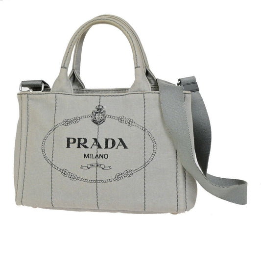 Prada Canapa, Grey, Canvas, handbag