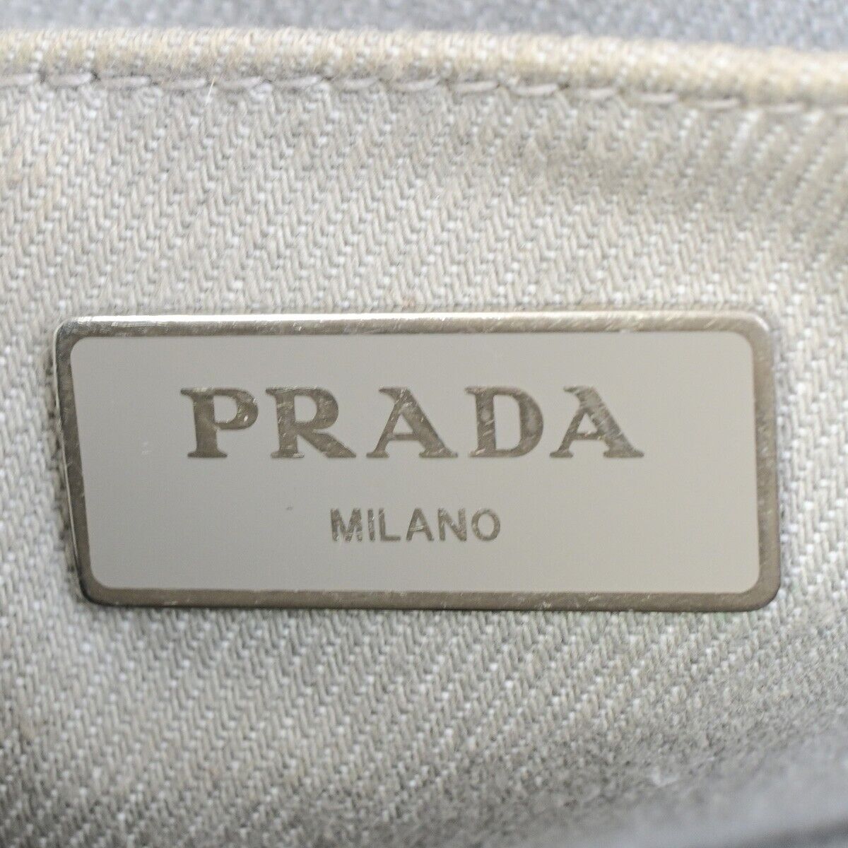 Prada Canapa, Grey, Canvas, handbag