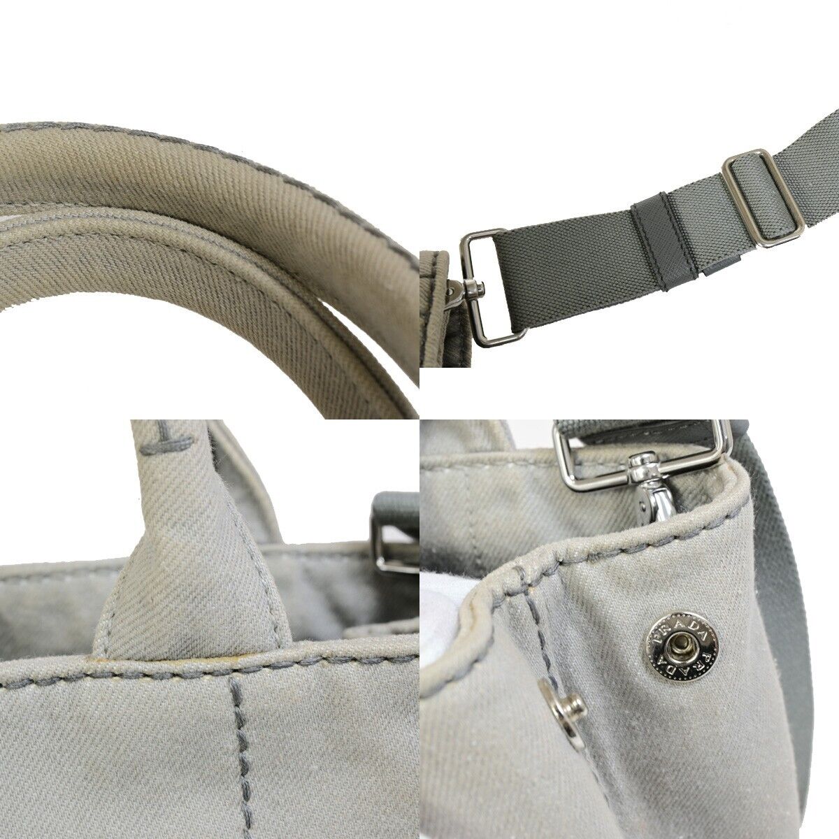 Prada Canapa, Grey, Canvas, handbag