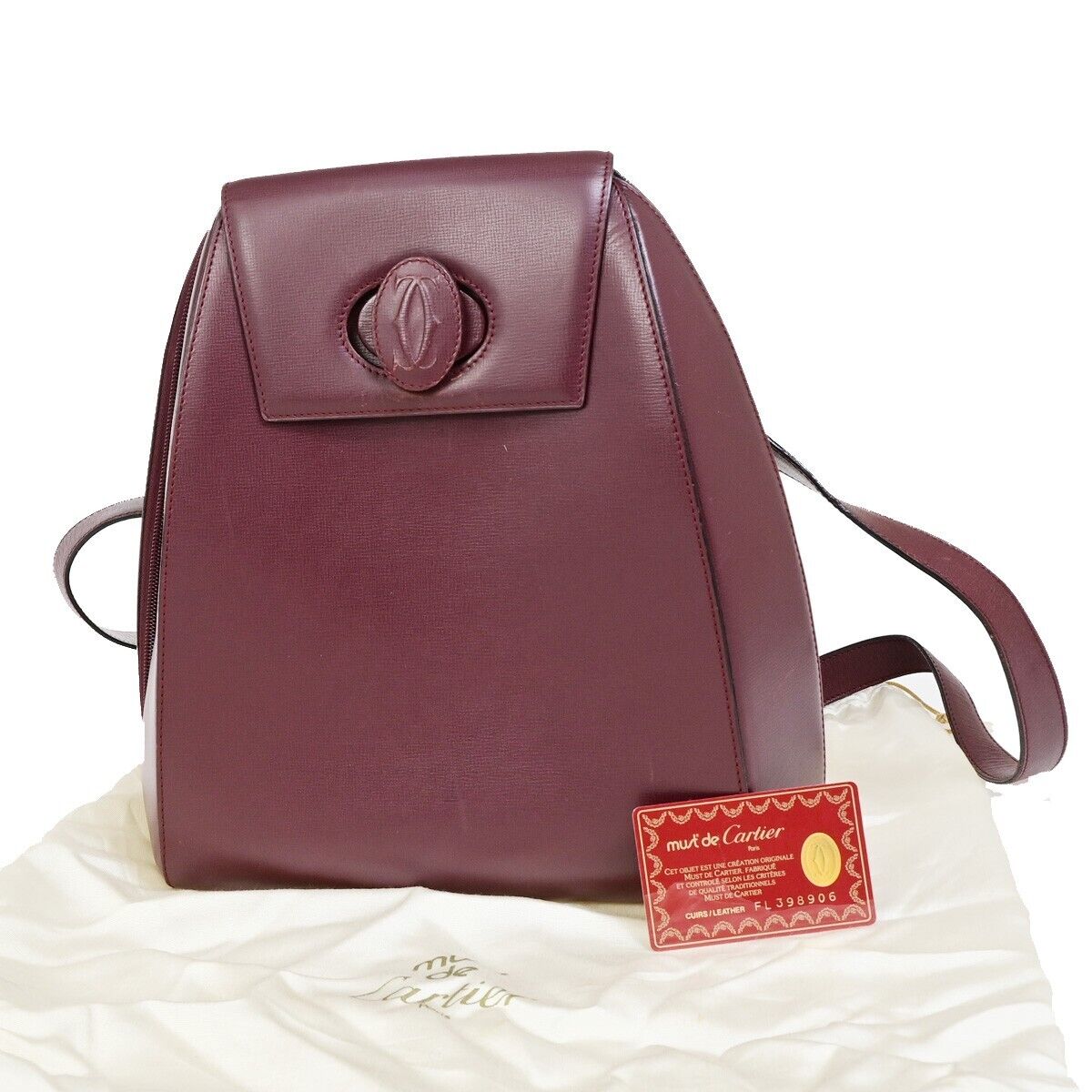 Cartier Must de Cartier, Burgundy, Leather, backpack