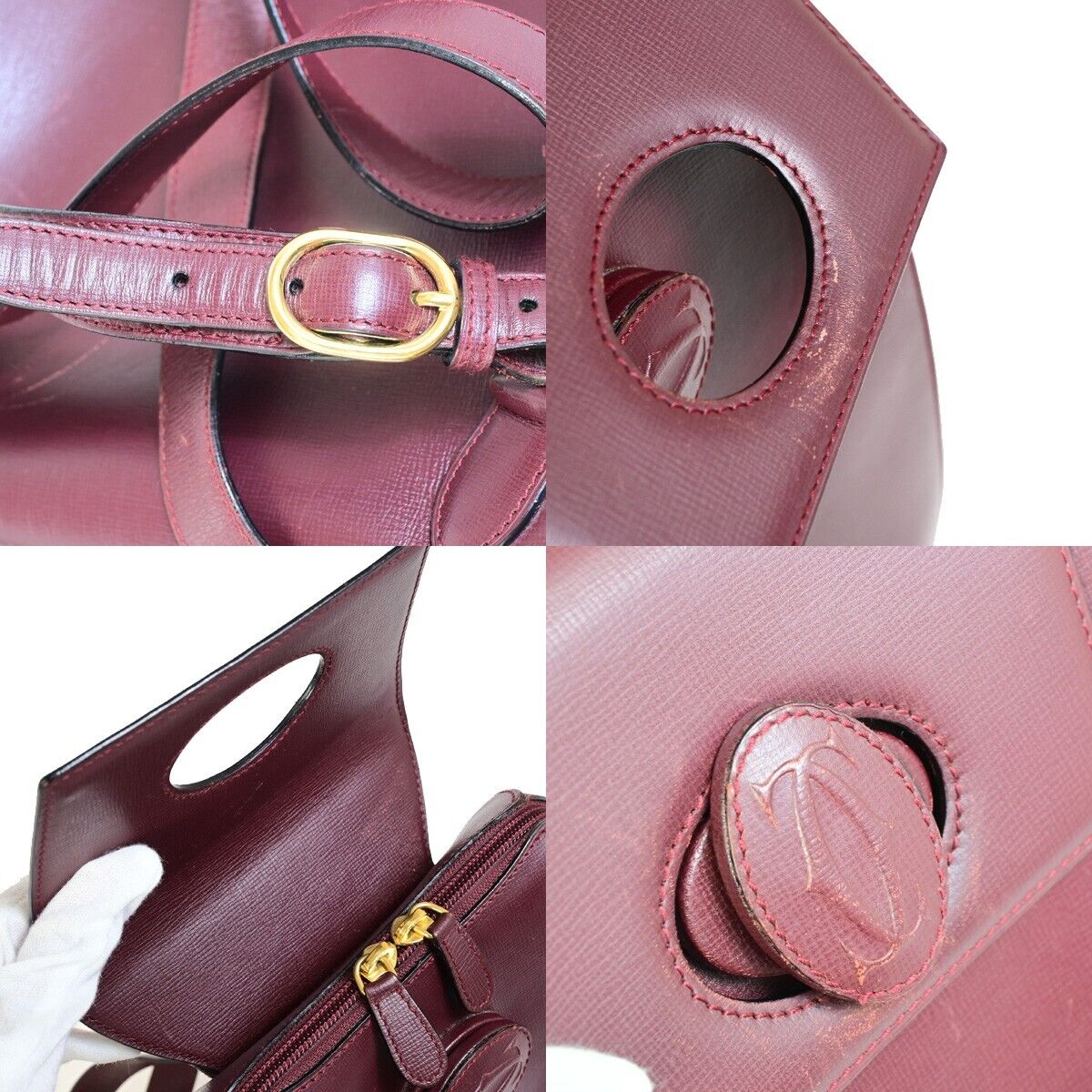 Cartier Must de Cartier, Burgundy, Leather, backpack