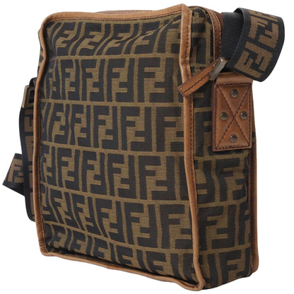 Fendi Zucca, Brown, Canvas, shoulder