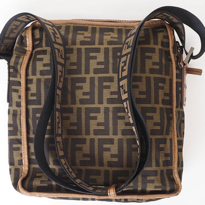 Fendi Zucca, Brown, Canvas, shoulder