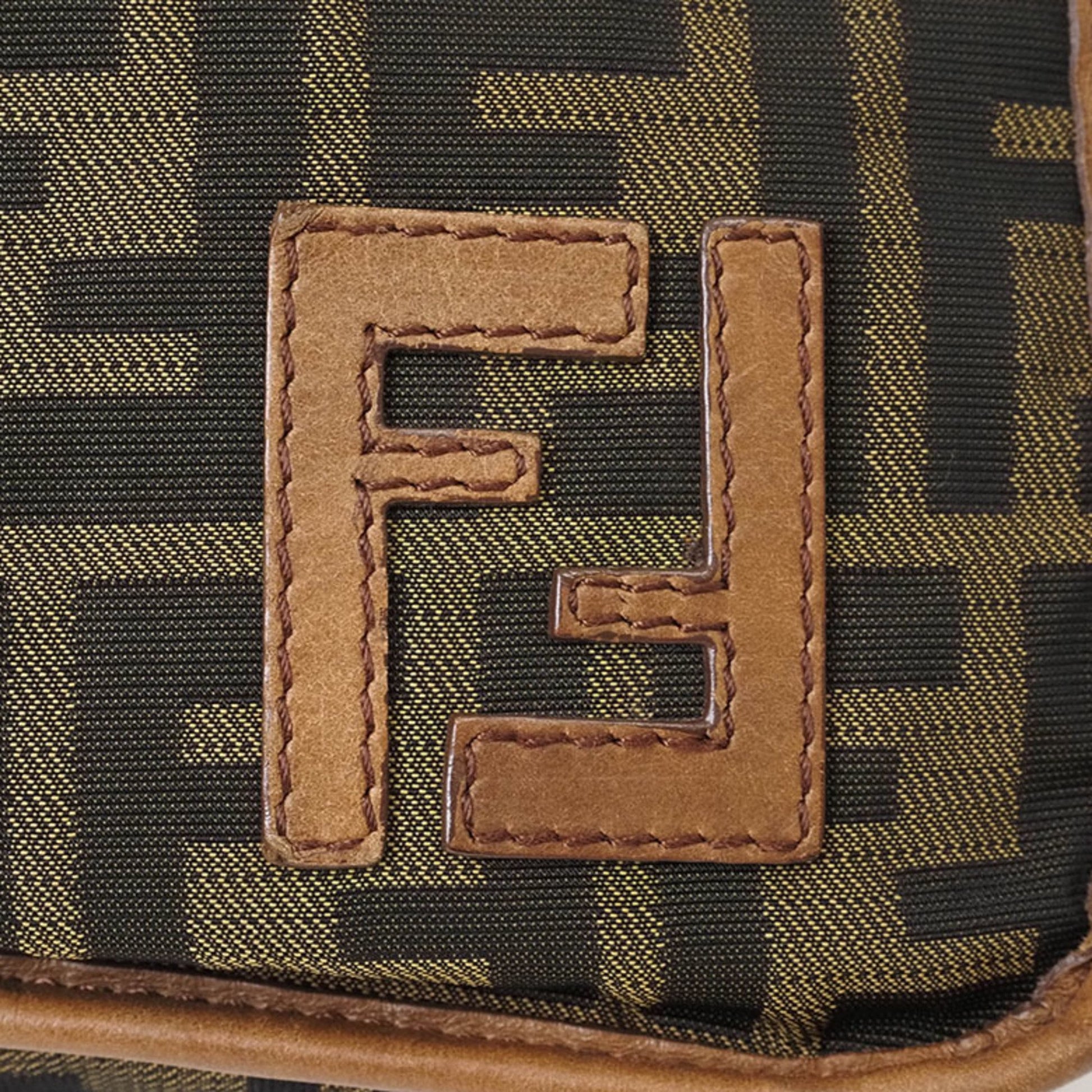 Fendi Zucca, Brown, Canvas, shoulder
