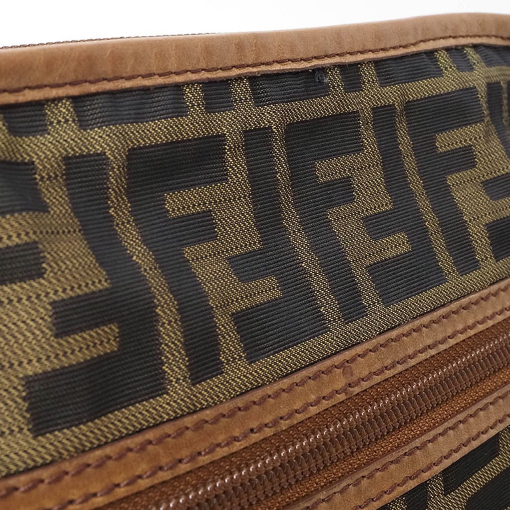 Fendi Zucca, Brown, Canvas, shoulder