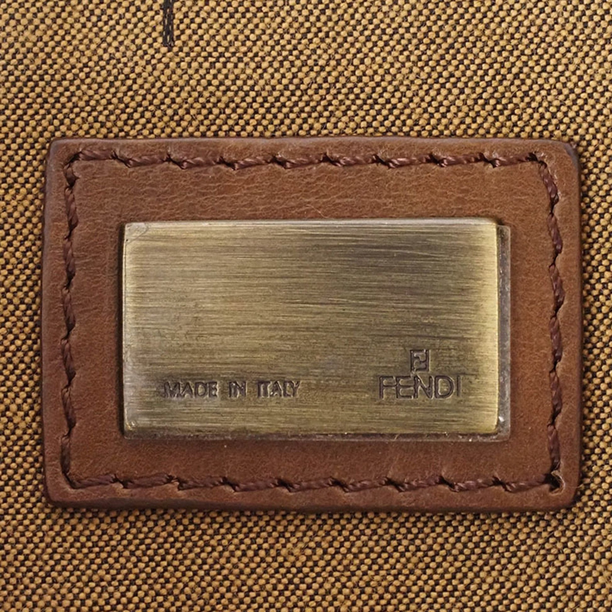 Fendi Zucca, Brown, Canvas, shoulder