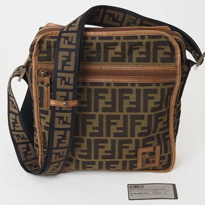 Fendi Zucca, Brown, Canvas, shoulder