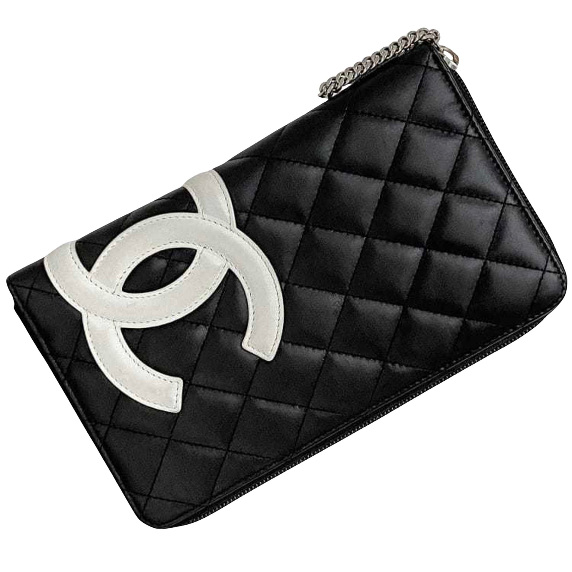 Chanel Cambon line, Black, Leather, wallet