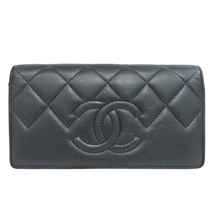 Chanel Coco Mark, Grey, Leather, wallet