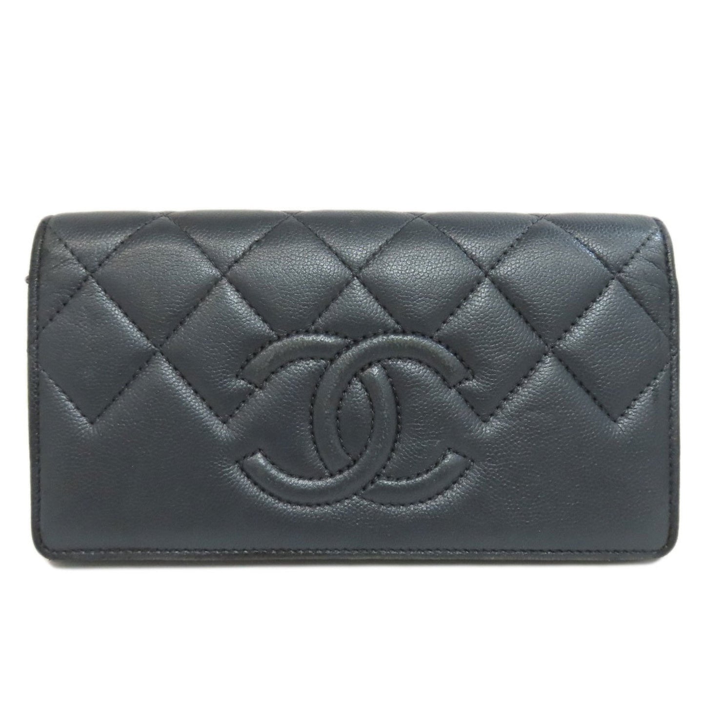 Chanel Coco Mark, Grey, Leather, wallet