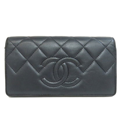 Chanel Coco Mark, Grey, Leather, wallet