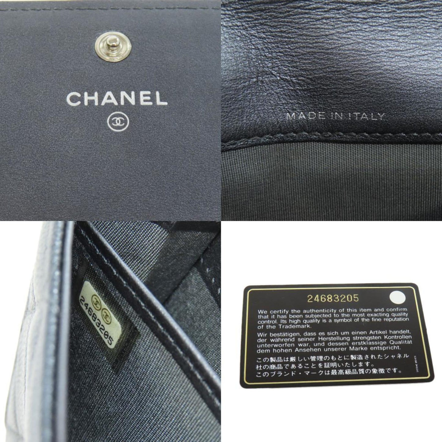 Chanel Coco Mark, Grey, Leather, wallet