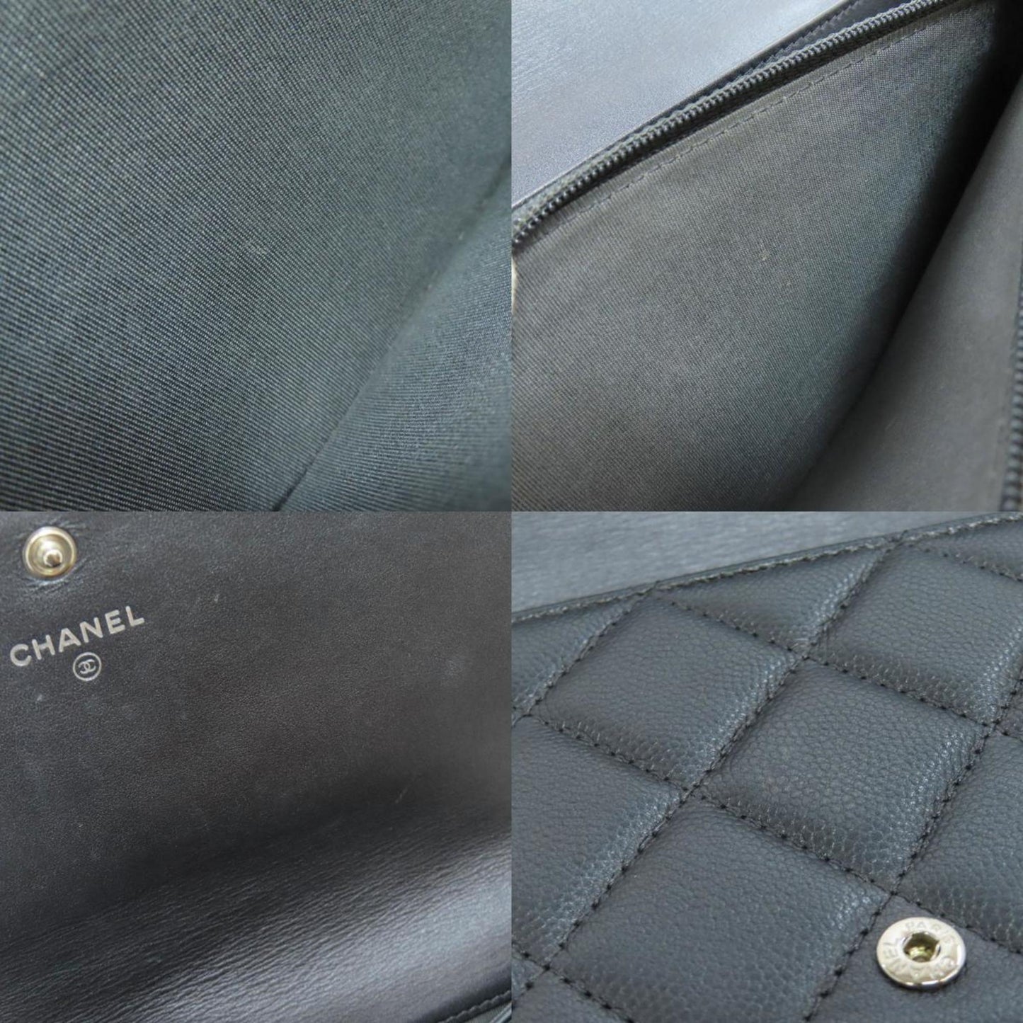 Chanel Coco Mark, Grey, Leather, wallet