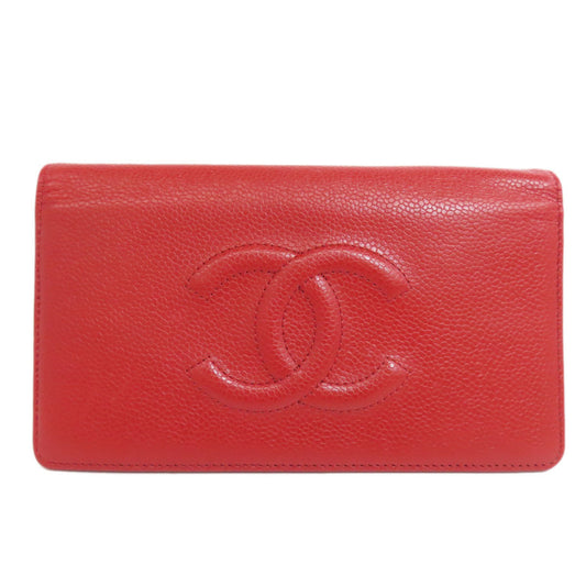 Chanel Logo CC, Red, Leather, wallet