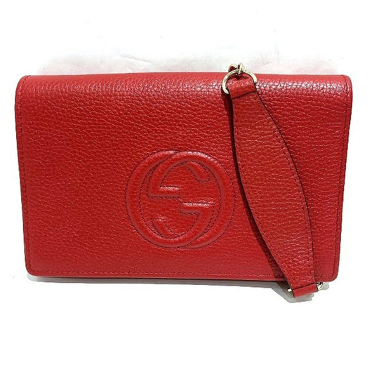 Gucci Soho, Red, Leather, shoulder