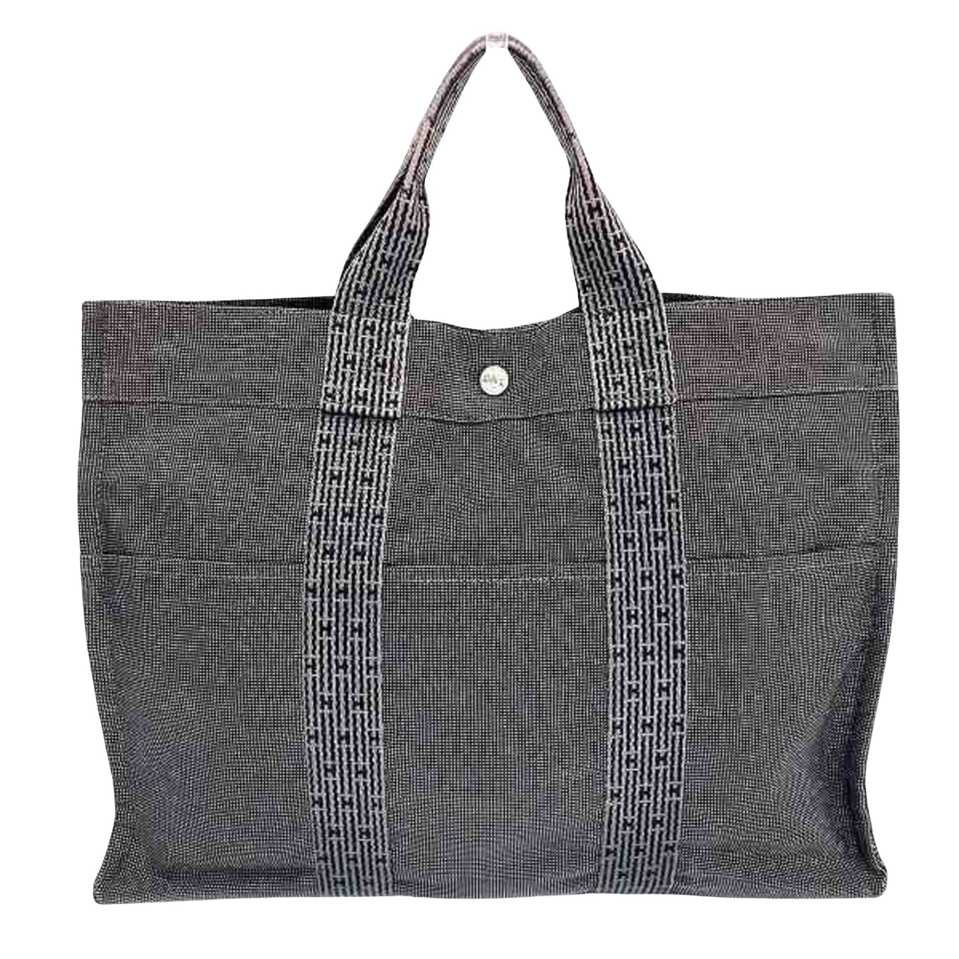 Hermès Herline, Grey, Canvas, tote