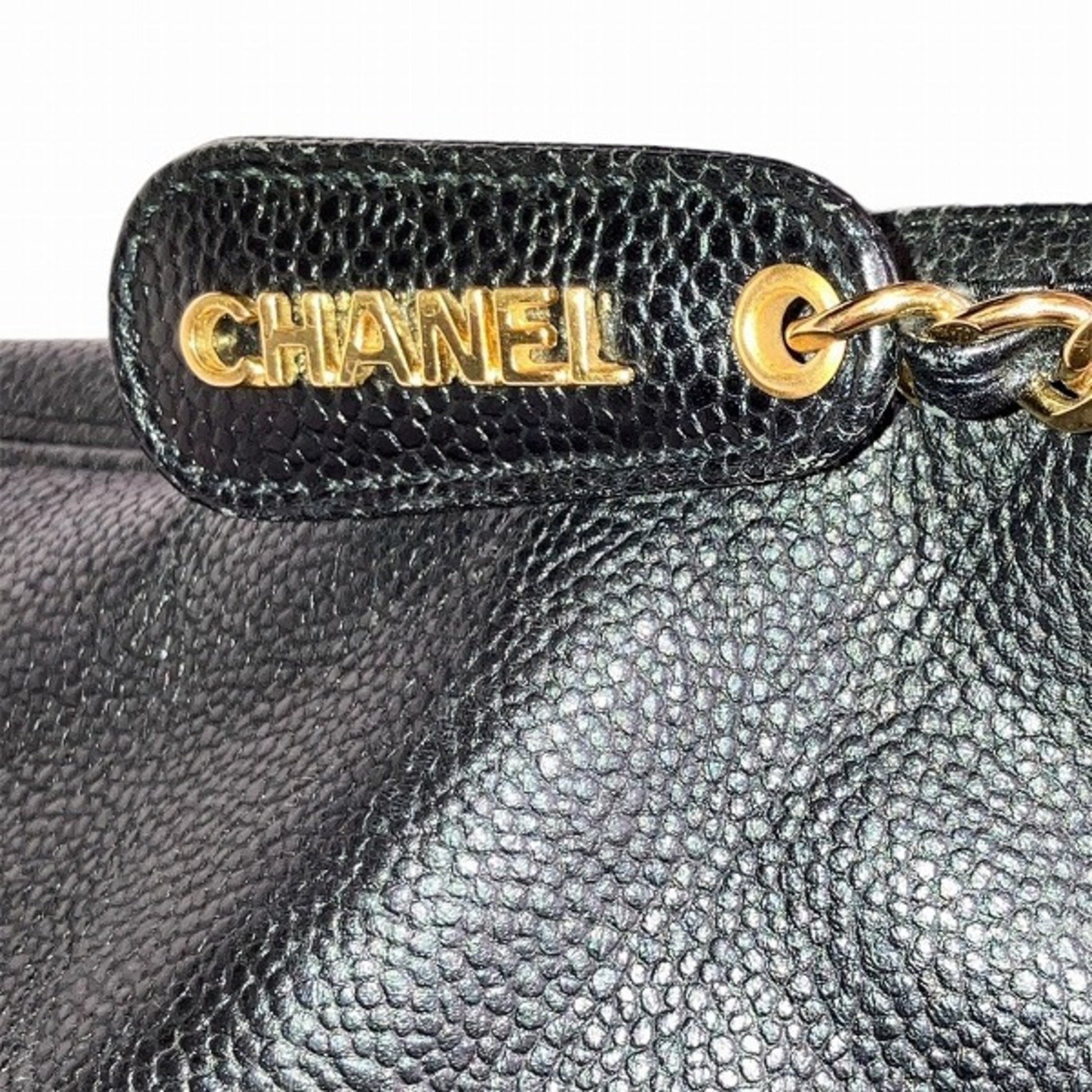 Chanel Logo CC, Black, Leather, tote