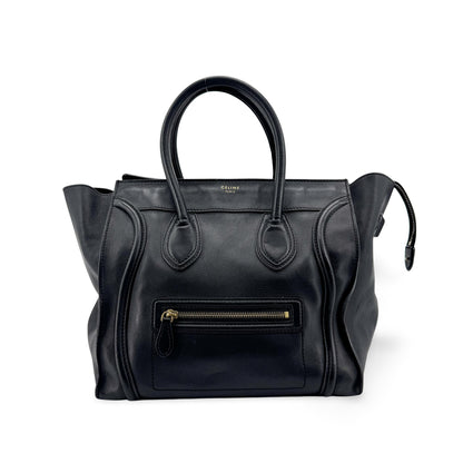 Celine Luggage Embossed Leather, Black, Leather, Handbag