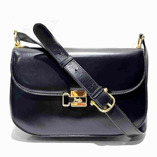 Céline Triomphe, Black, Leather, shoulder