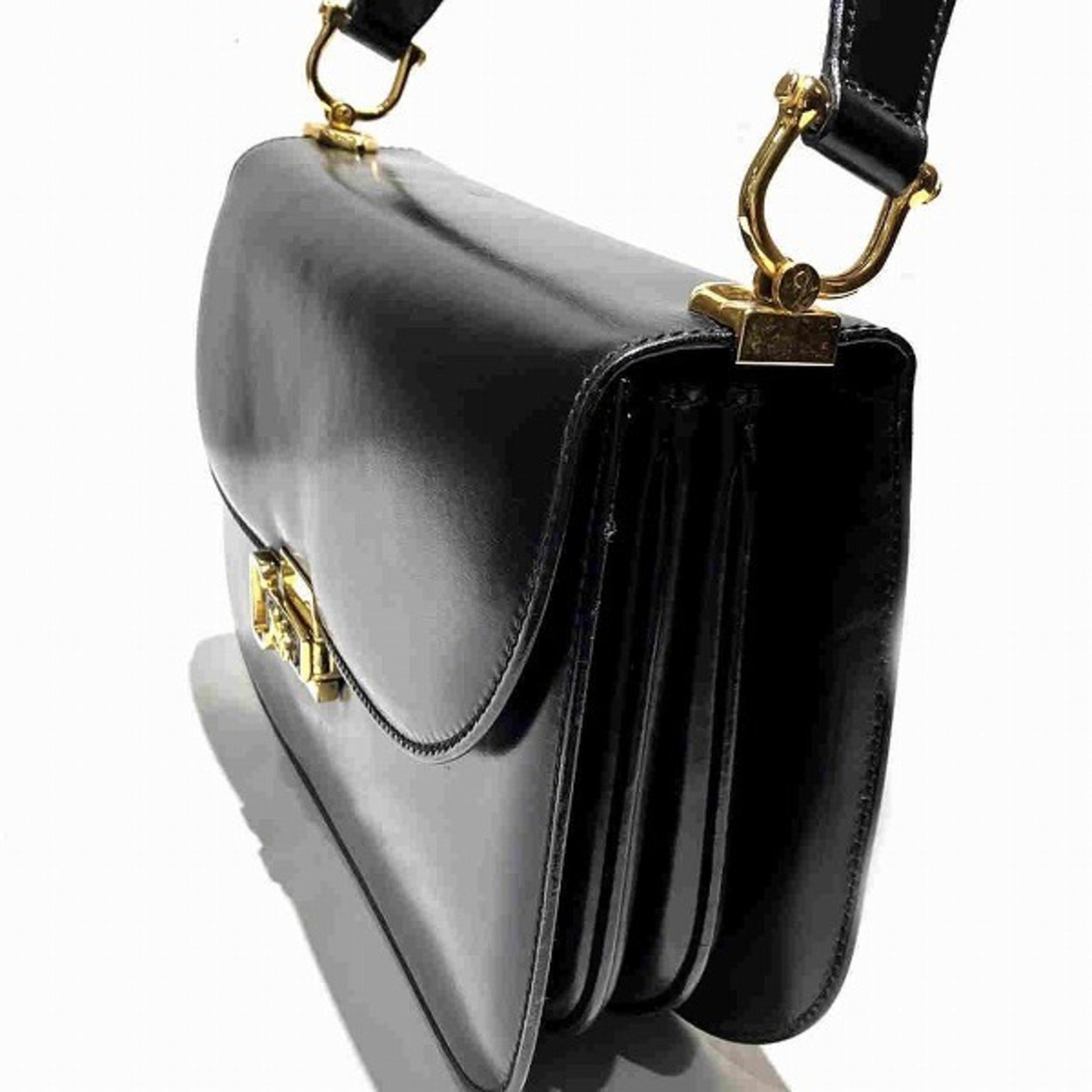 Céline Triomphe, Black, Leather, shoulder