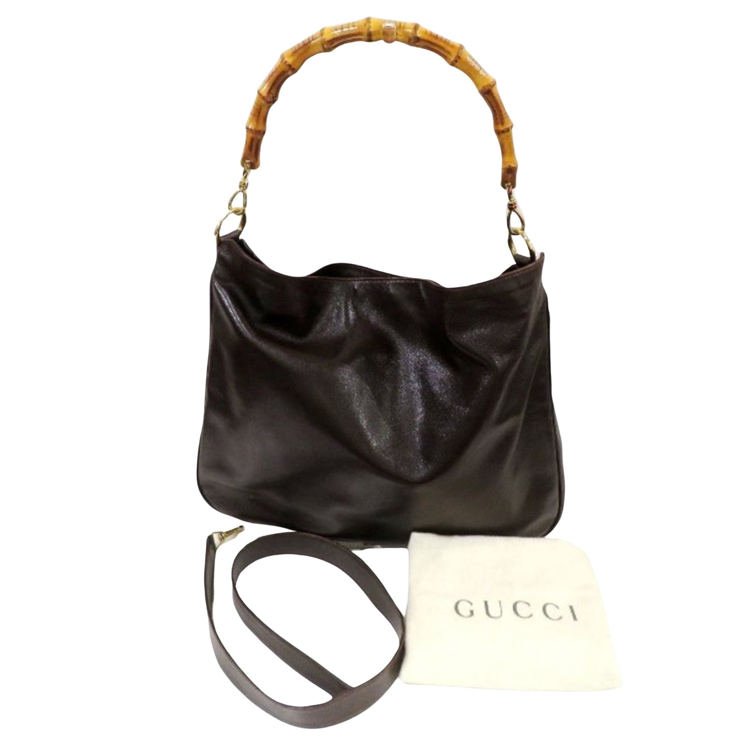 Gucci Bamboo, Brown, Leather, handbag