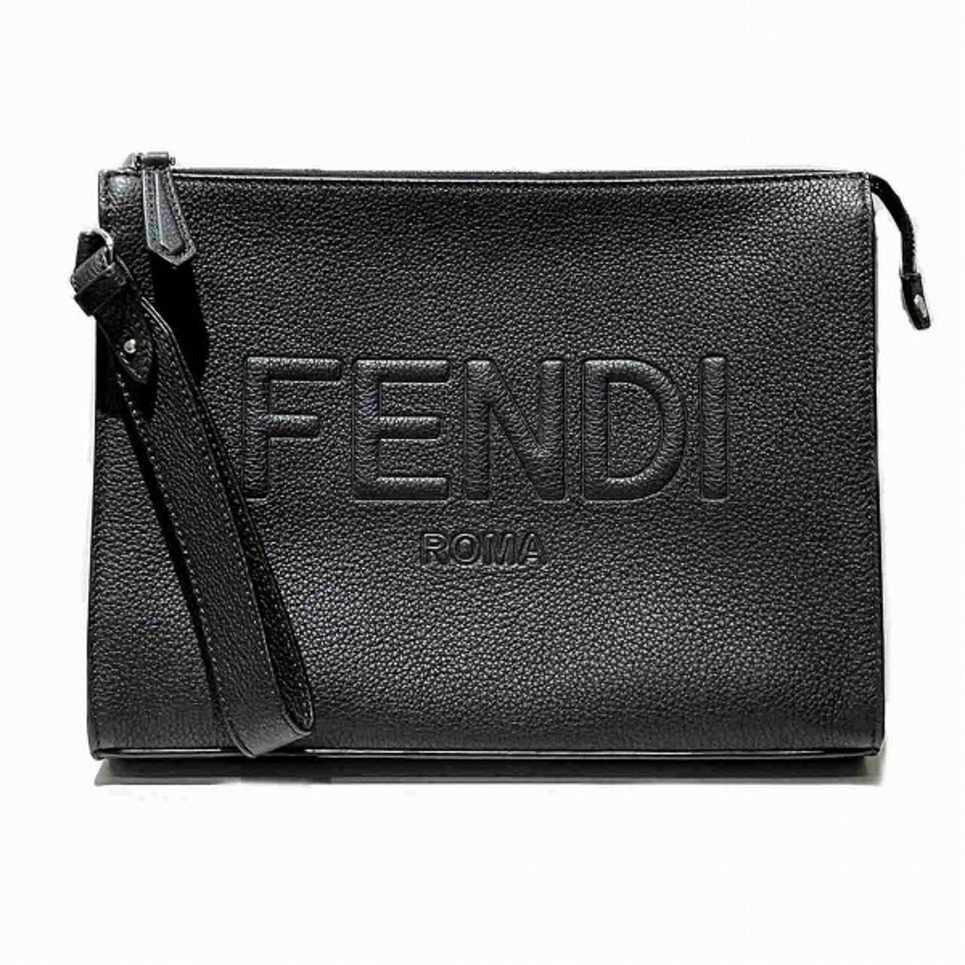 Fendi Roma, Black, Leather, clutch