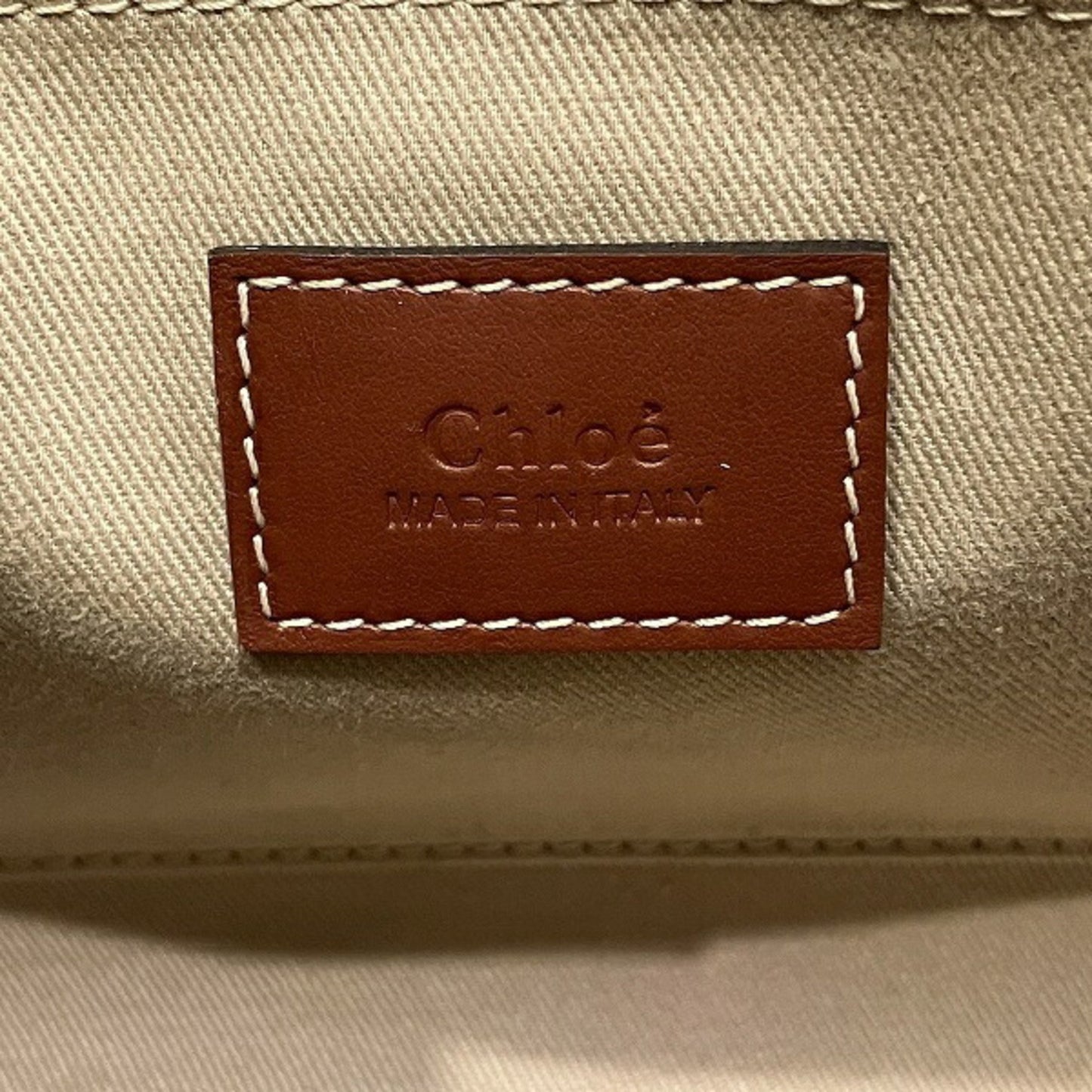 Chloé Woody, Beige, Canvas, handbag