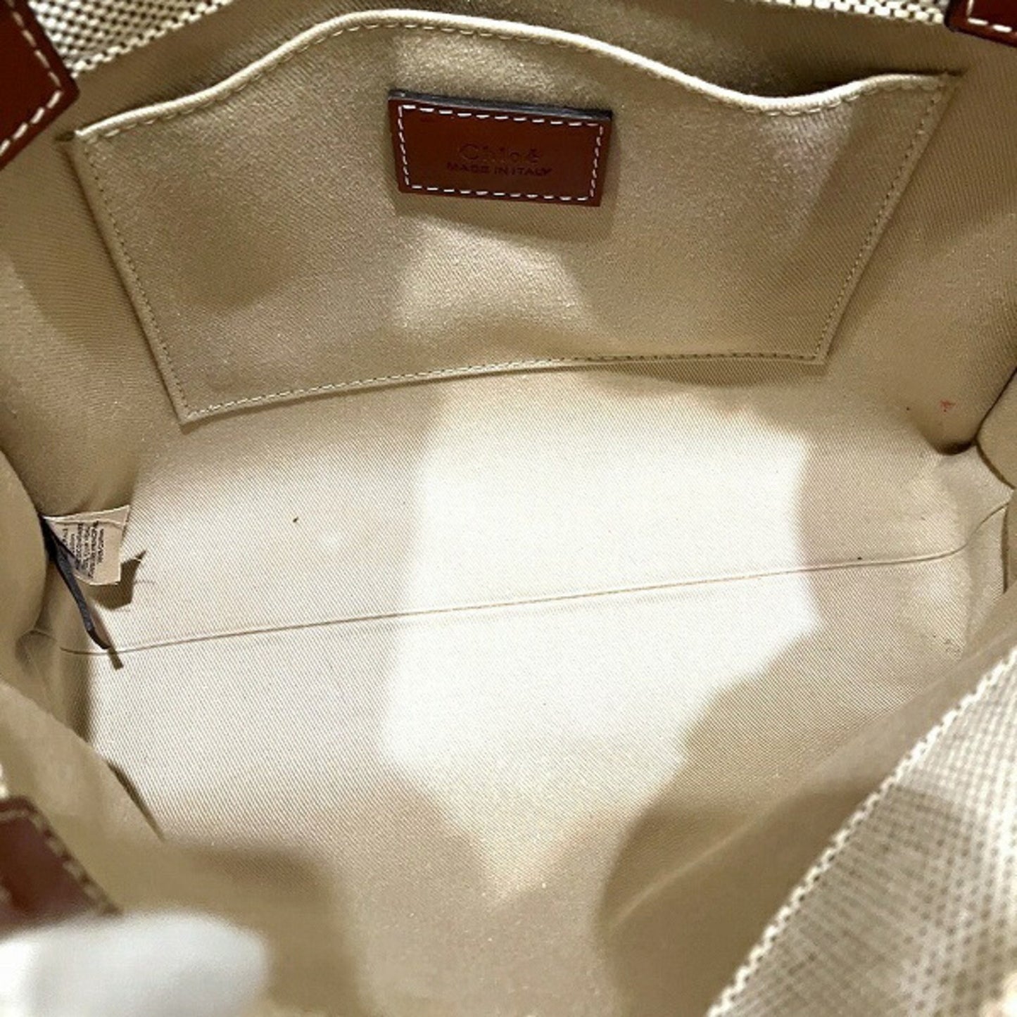 Chloé Woody, Beige, Canvas, handbag