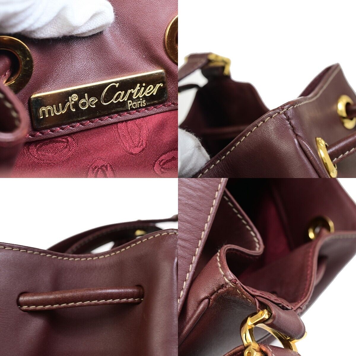 Cartier Must de Cartier, Burgundy, Leather, shoulder