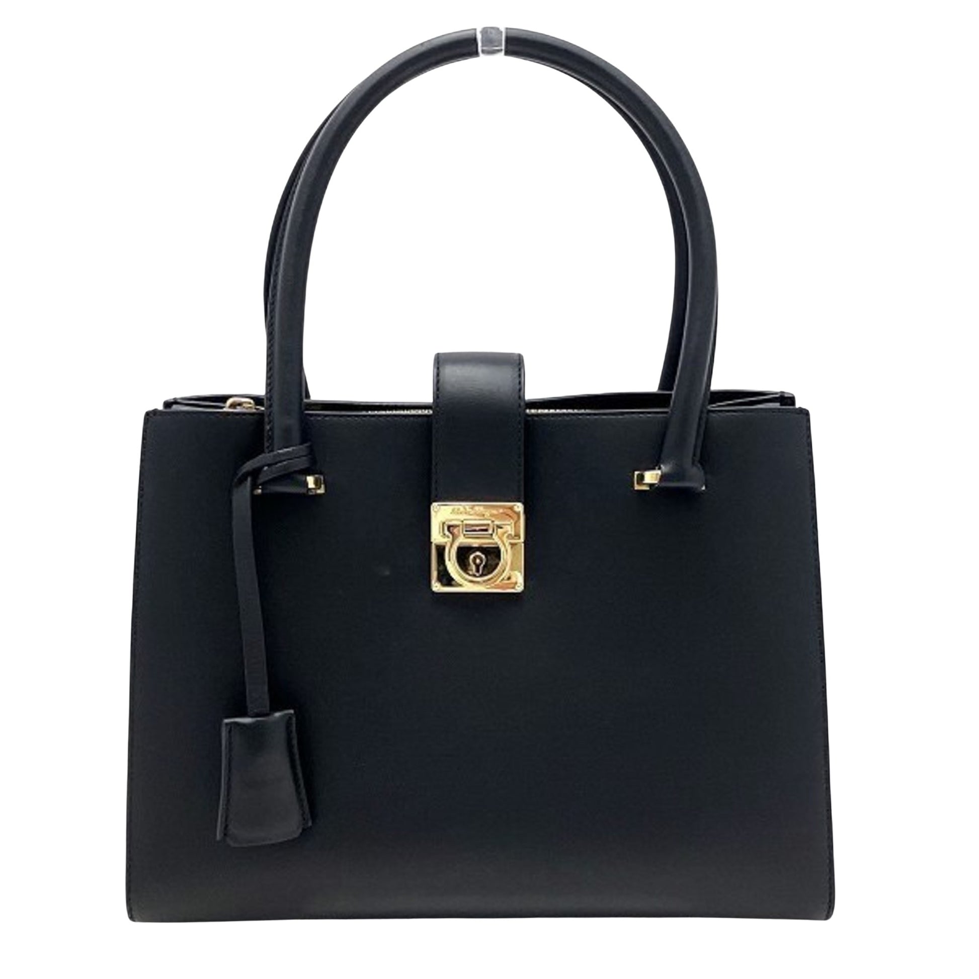 Salvatore Ferragamo Gancini, Black, Leather, handbag