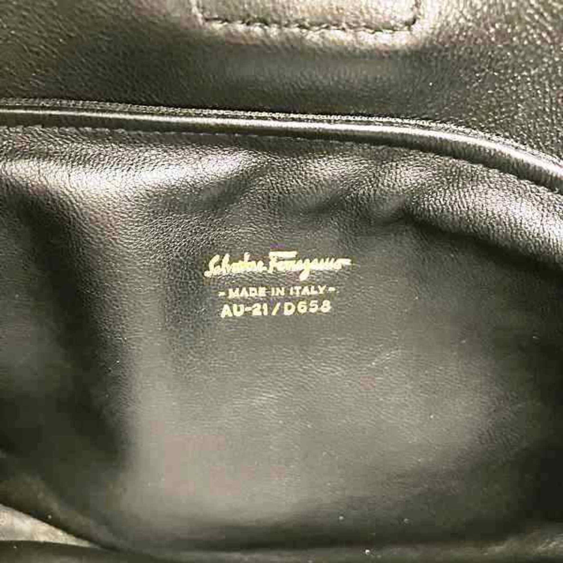 Salvatore Ferragamo Gancini, Black, Leather, handbag