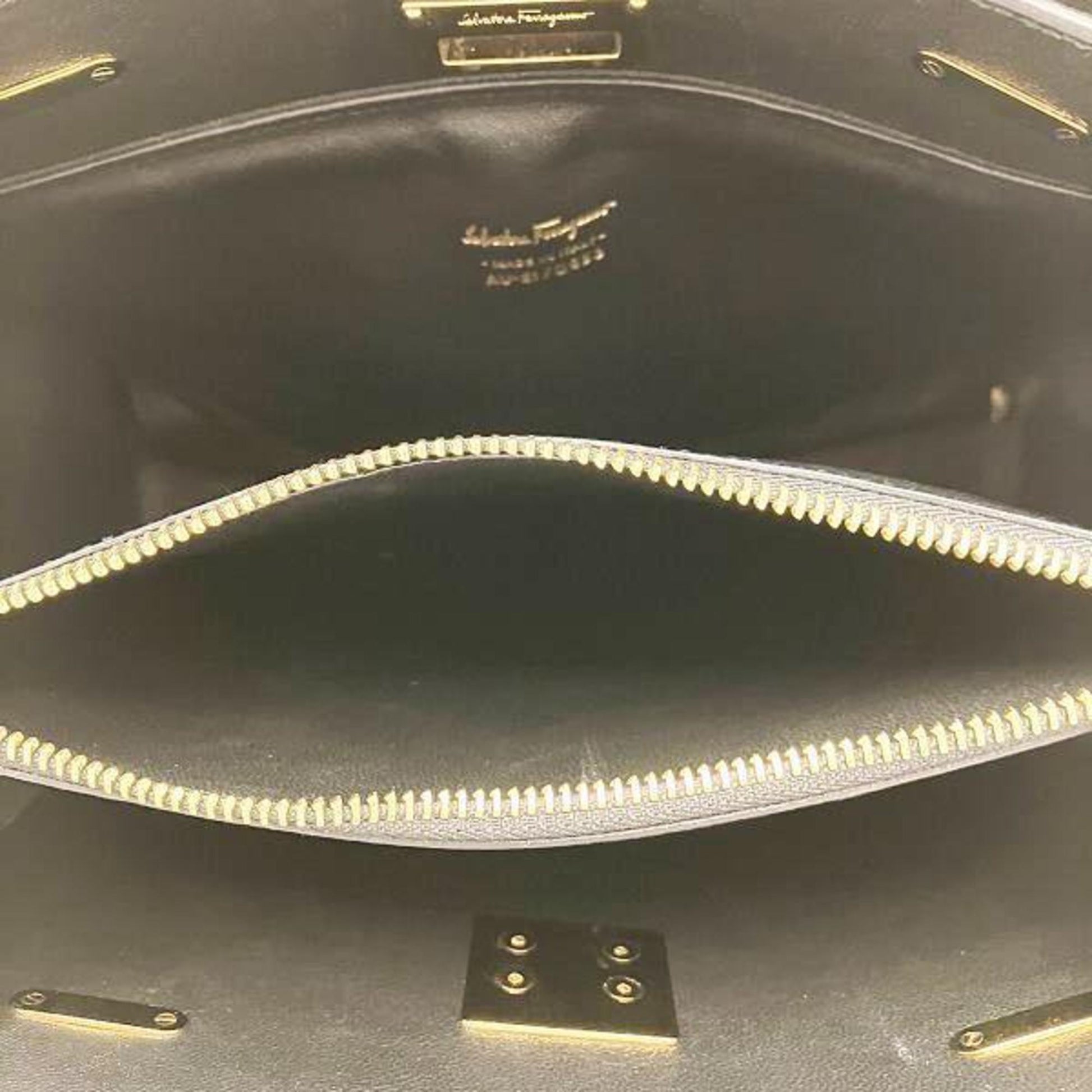 Salvatore Ferragamo Gancini, Black, Leather, handbag