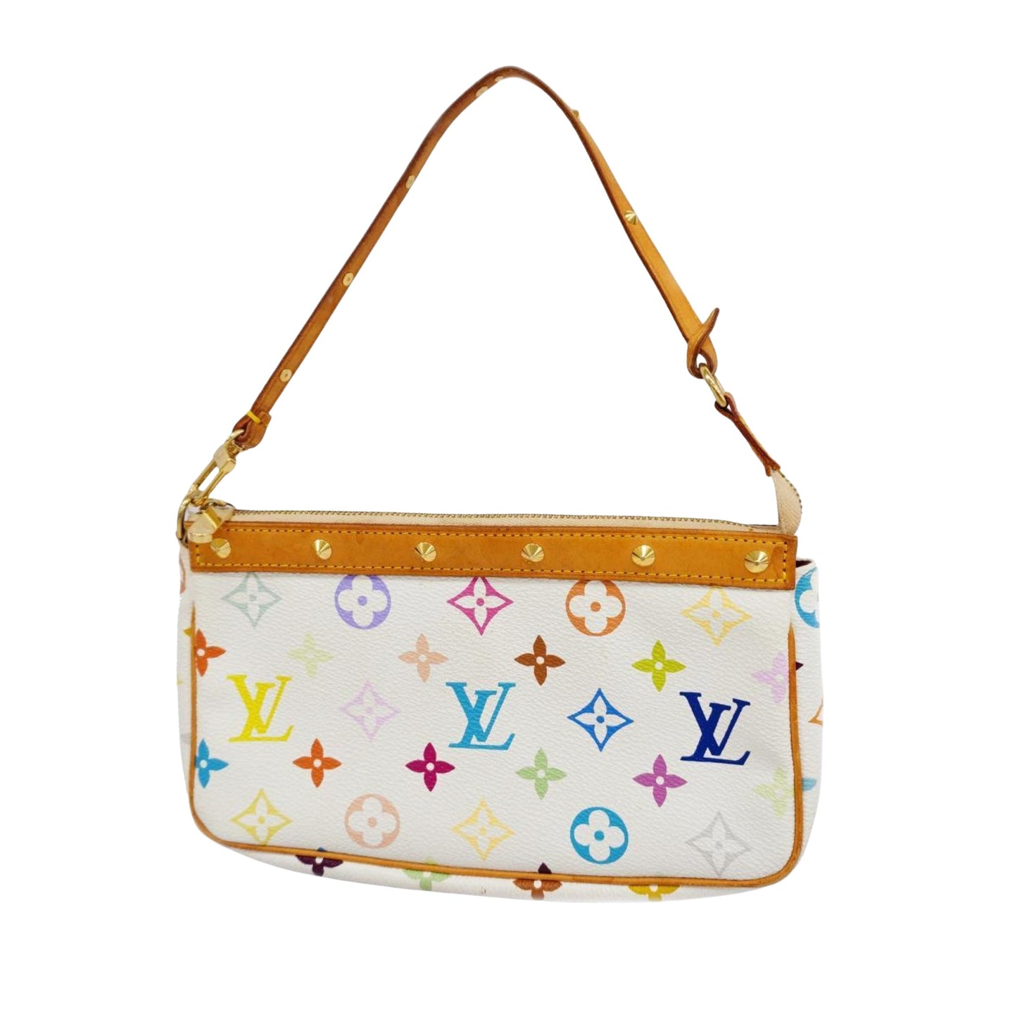 Louis Vuitton Pochette Accessoire, White, Canvas, clutch