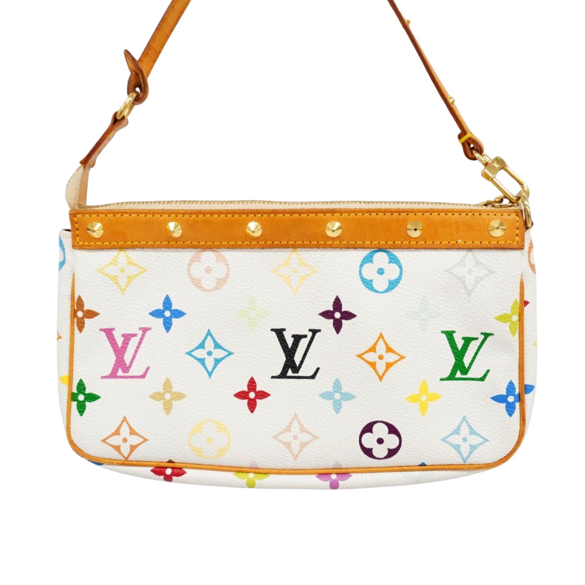 Louis Vuitton Pochette Accessoire, White, Canvas, clutch