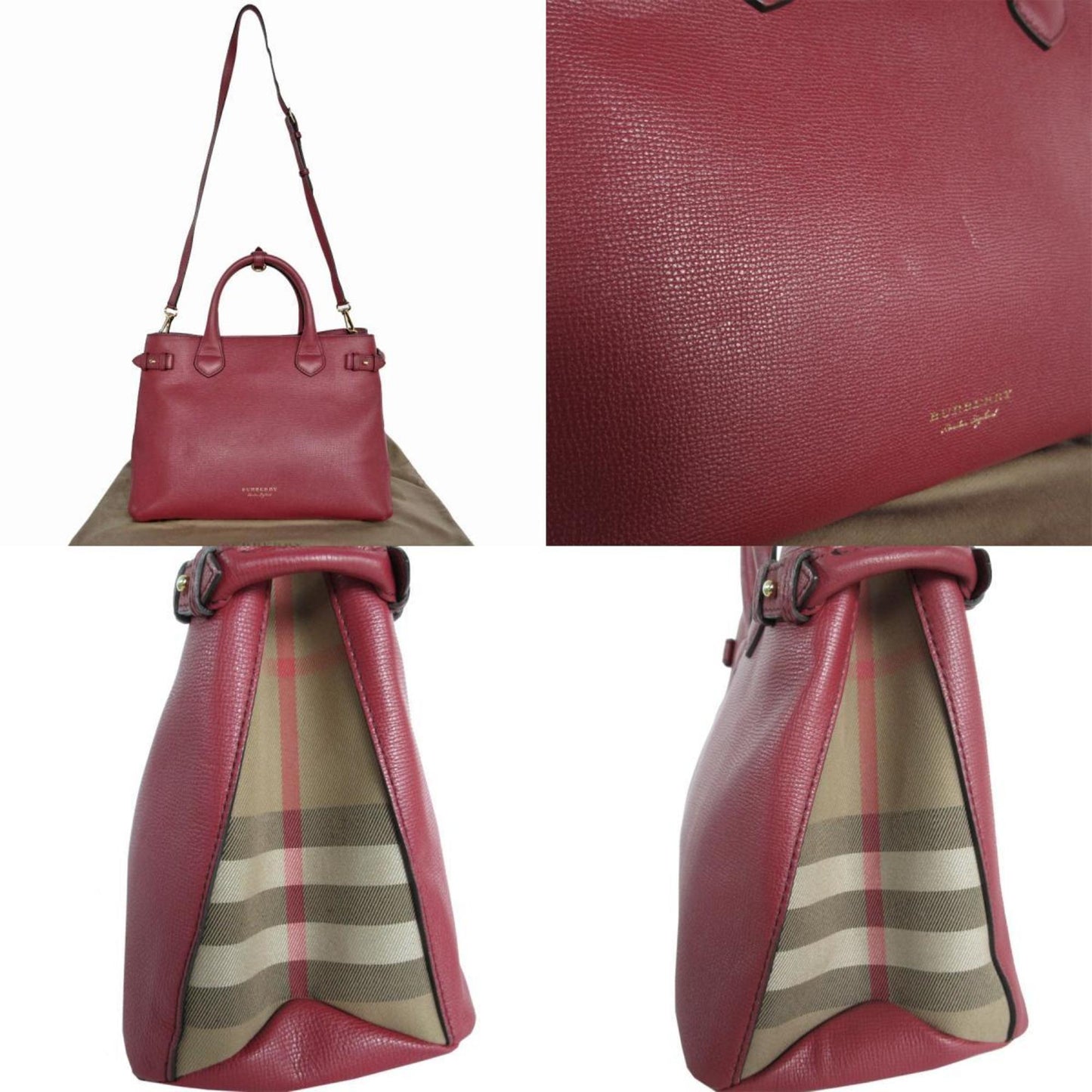 Burberry Nova Check, Red, Leather, handbag