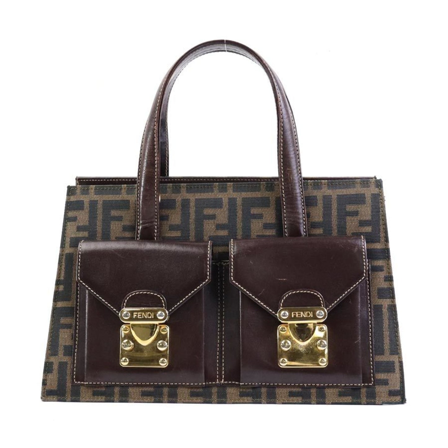 Fendi Zucca, Brown, Canvas, handbag