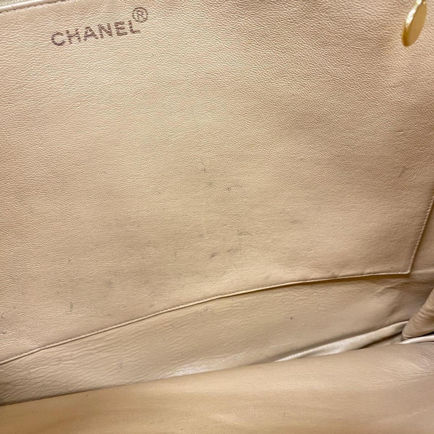 Chanel Logo CC, Beige, Leather, tote