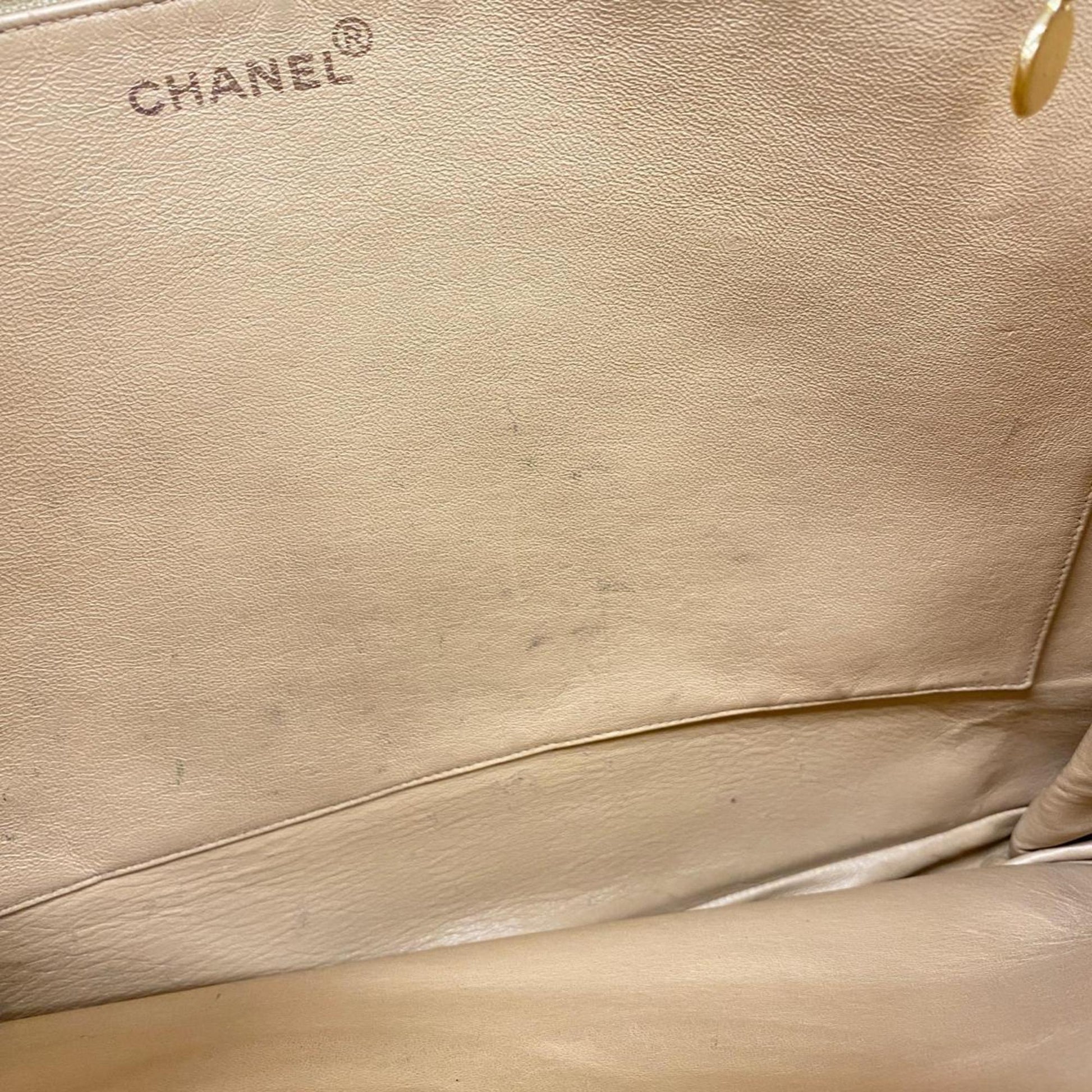 Chanel Logo CC, Beige, Leather, tote