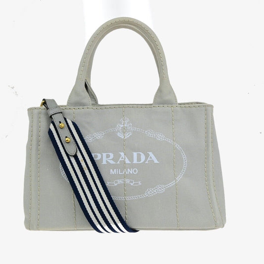 Prada Canapa, Grey, Canvas, handbag