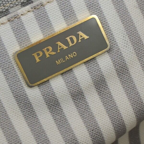 Prada Canapa, Grey, Canvas, handbag