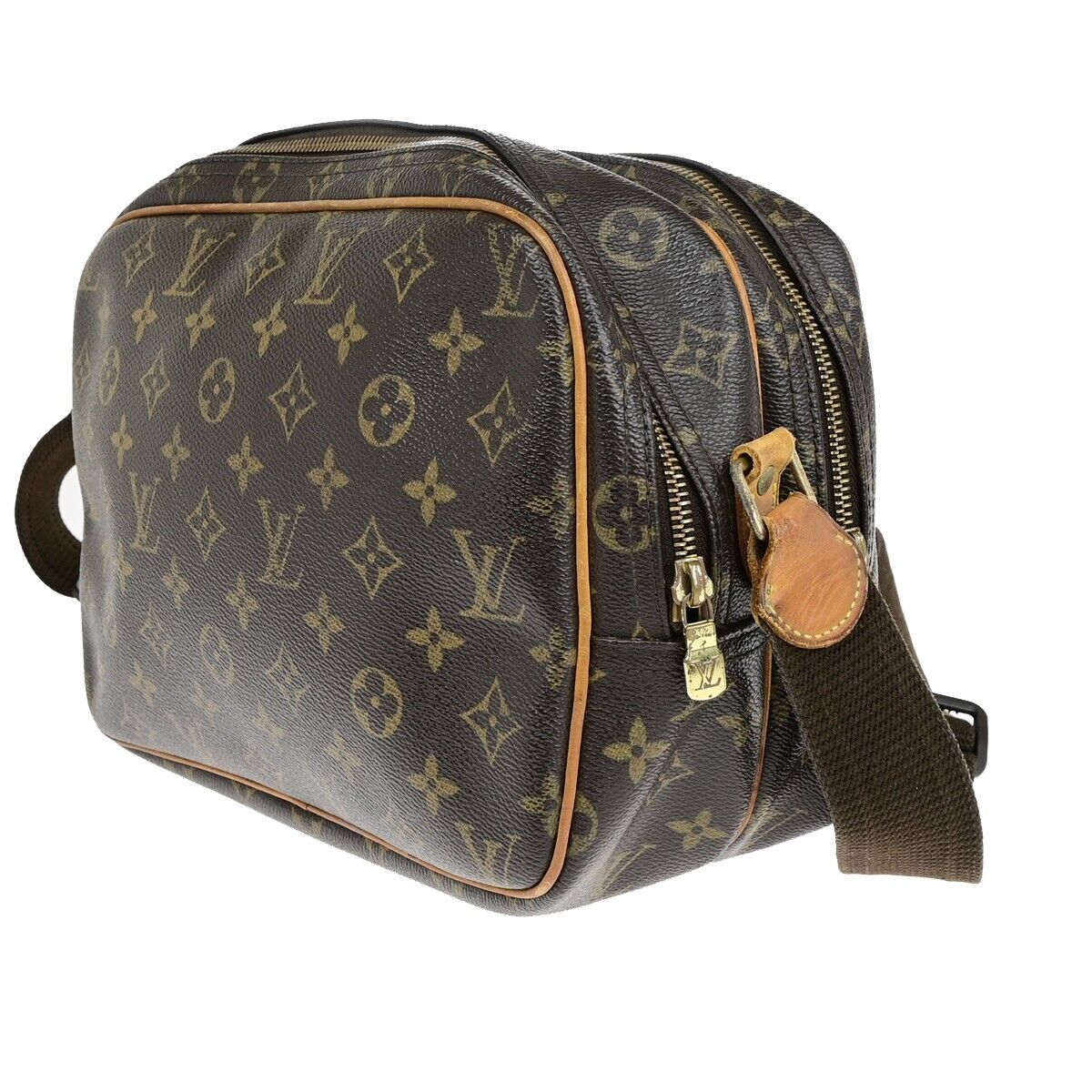 Louis Vuitton Reporter pm, Brown, Canvas, shoulder