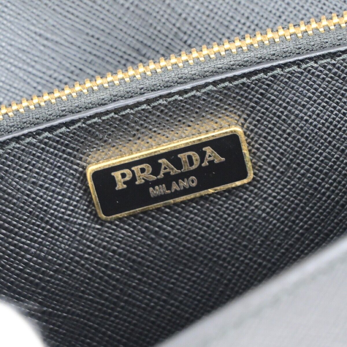 Prada Saffiano, Black, Leather, clutch