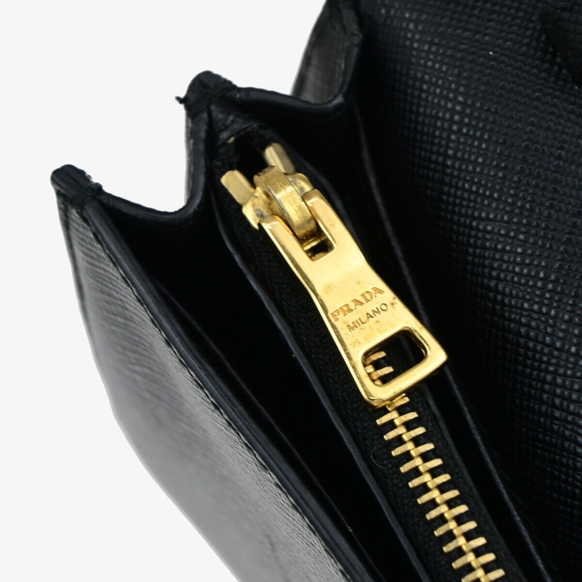 Prada Saffiano, Black, Leather, clutch