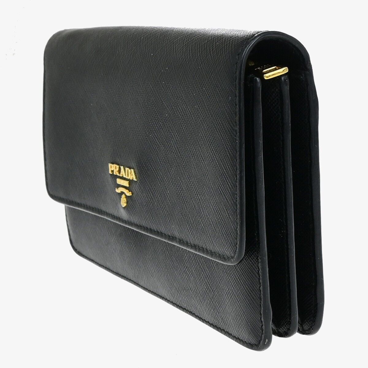 Prada Saffiano, Black, Leather, clutch