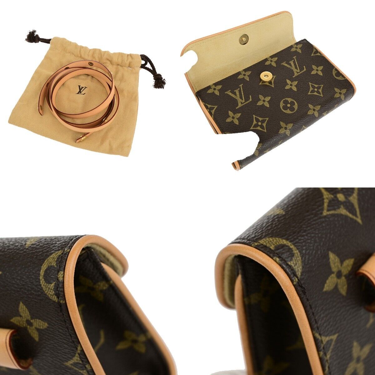 Louis Vuitton Pochette florentine, Brown, Canvas, clutch