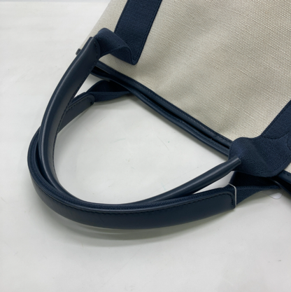 Balenciaga Navy Cabas Canvas with Leather, Navy, Canvas, Tote Bag