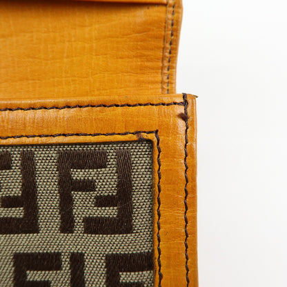 Fendi Bifold Zucca Coated Canvas, Beige, Canvas, Wallet