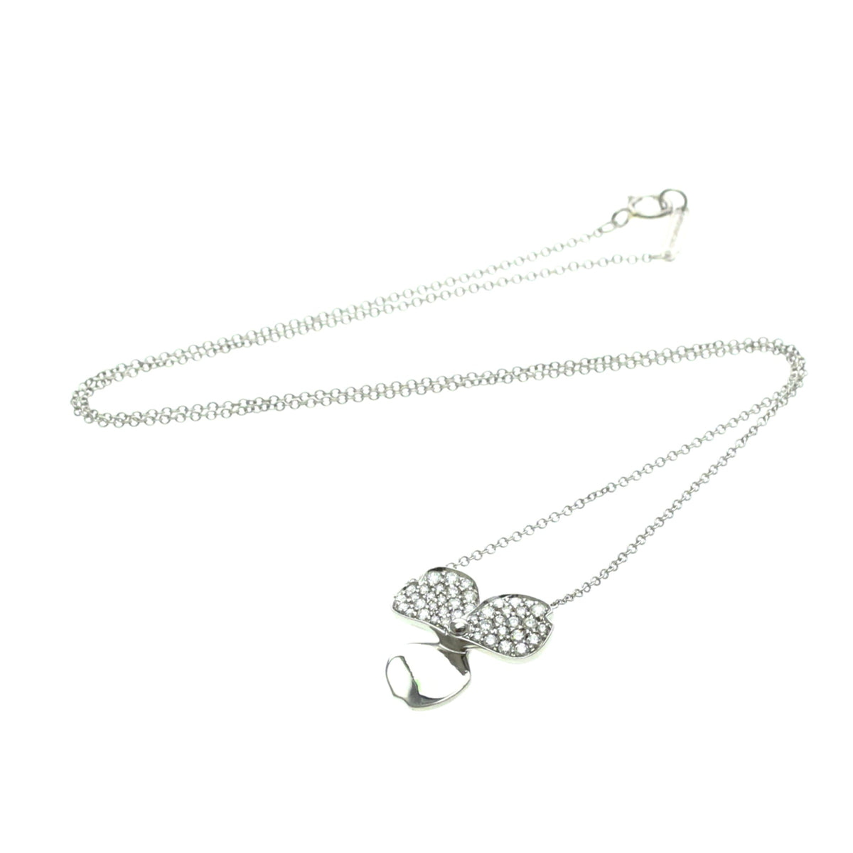 Tiffany & Co. Paper Flowers Pendant Platinum with Pave Diamonds, Silver, Platinum, Necklace