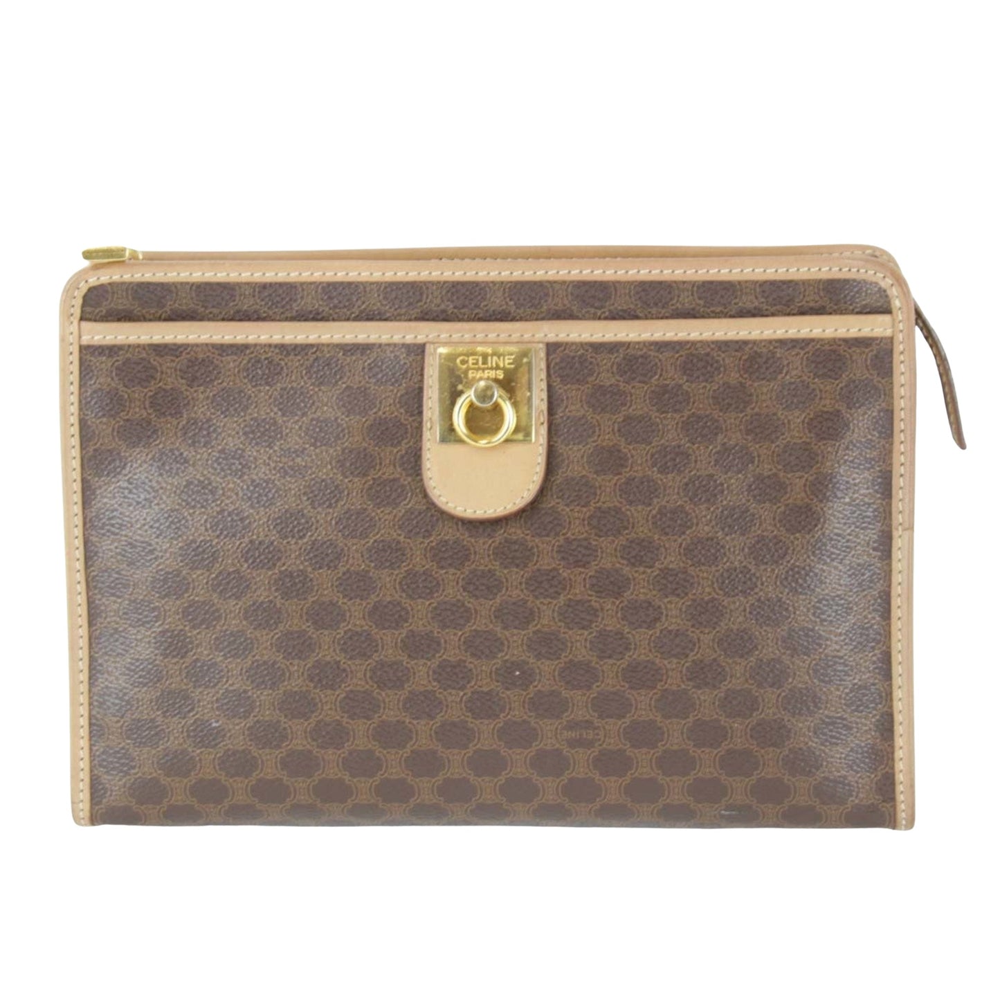 Céline Triomphe, Brown, Canvas, clutch