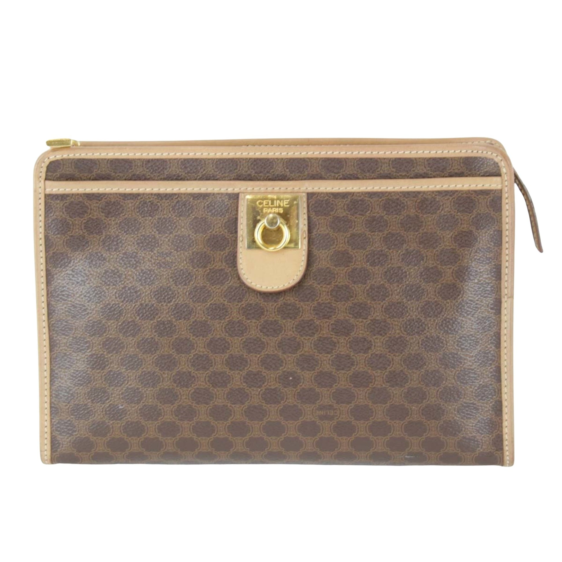 Céline Triomphe, Brown, Canvas, clutch